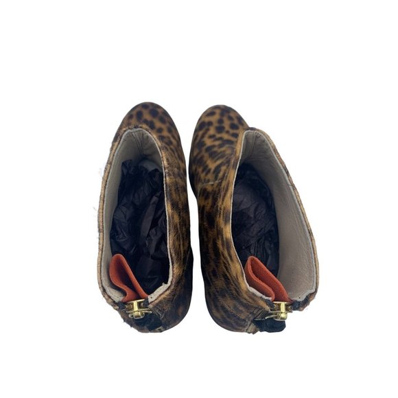Boden 36 (US Size 5.5) Leather & Calf Hair Animal Print Side Zip Ankle Booties - Picture 4 of 12